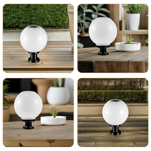 Lampe solaire extérieure globe blanc résistant aux intempéries en acier inoxydable
