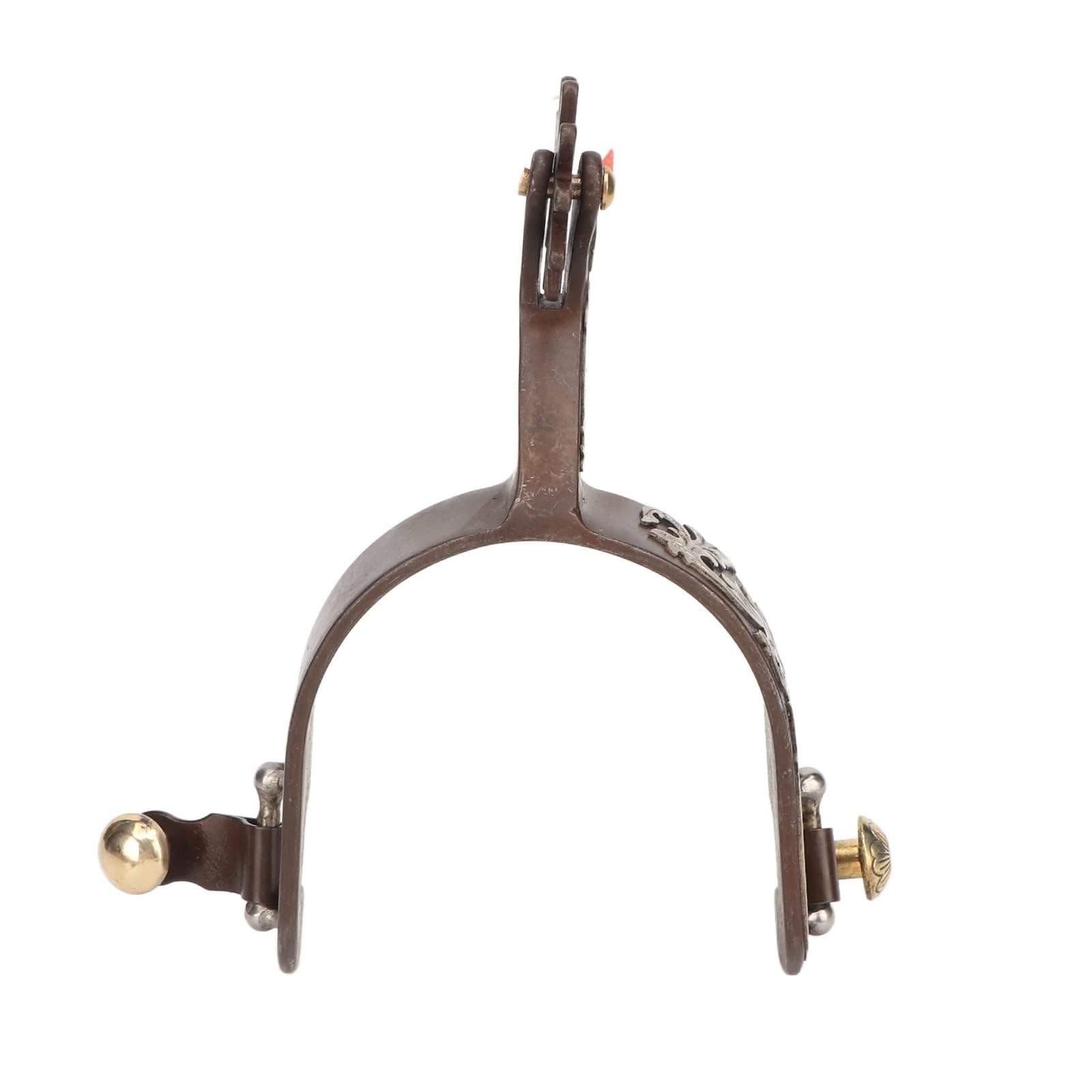 Lot 2 Éperons Cowboy Occidentaux Faits À La Main En Cuir Véritable Avec Engrenage Rotatif Sangle D'Éperon Vintage Bronze En Acier À Faible Teneur En Carbone Accessoires D'Équitation Pour Chevaux