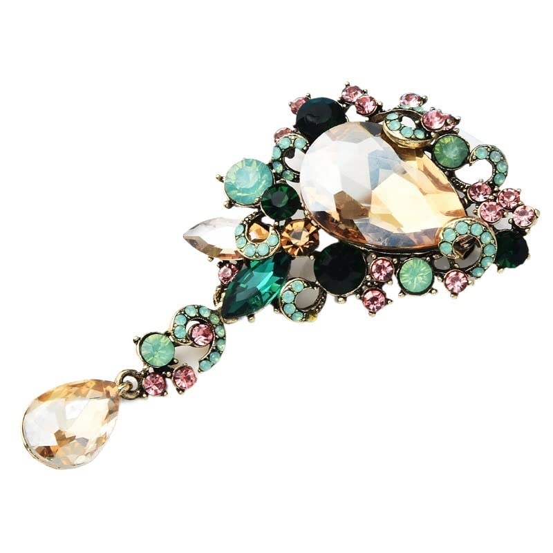 Broches de Mujer, broches de Flores en Forma de Gota de Agua de Cristal para Mujer, Broche de Estilo palaciego para Bodas, Oficina, Fiesta, alfileres, Broche de Regalo