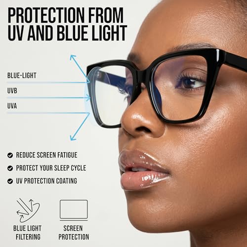 Image of miyya Blue Light Glasses for Women - Oversized UV & Blue Light Blocker Chunky Frames, Stylish Eyewear Access