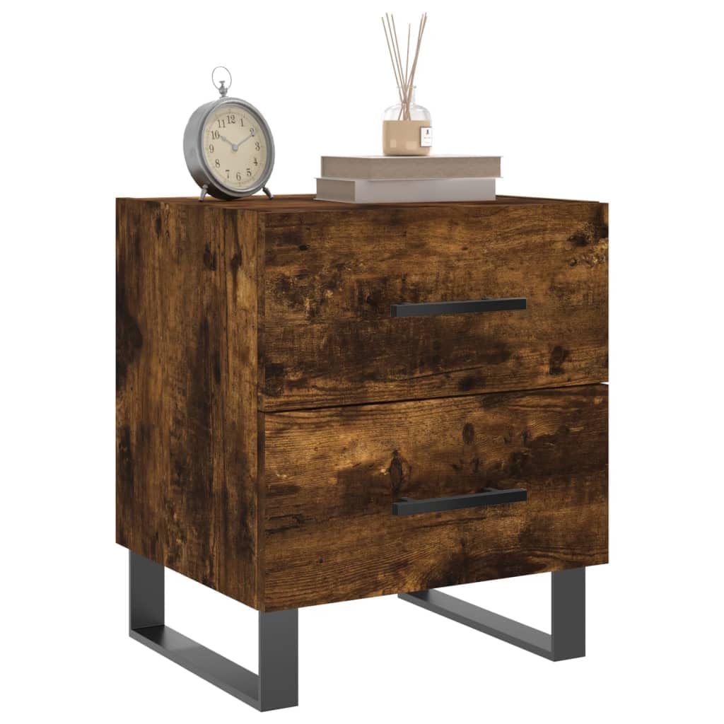 Comodino in legno di rovere affumicato, 40 x 35 x 47,5 cm, gambe in