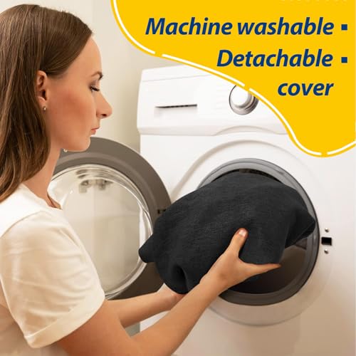 Image of AAAAAcessories D-Shaped Chair Cushions, 2 inch Thick Dining Chair Pads with Ties and Removable, Machine-Washable Cover, 17 inch x 16 inch, Black