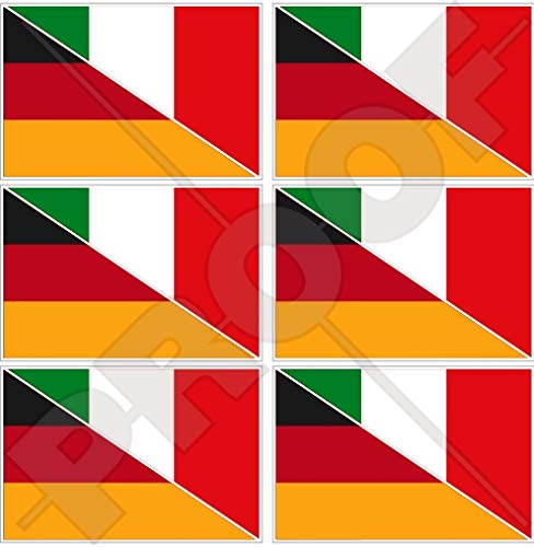 Preisvergleich Produktbild DEUTSCHLAND-ITALIEN Deutsch-Italienisch Flagge 40mm Mobile, Handy Vinyl Mini Aufkleber, Abziehbilder x6 Stickers