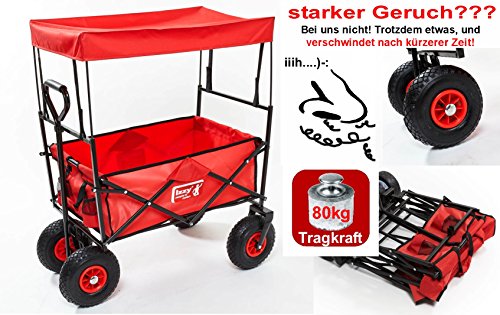 Bollerwagen faltbar Luftreifen Dach Luftbereifung Strand 80kg Boden mit Polsterung Transportwagen Picknick Urlaub Offroad Famillie