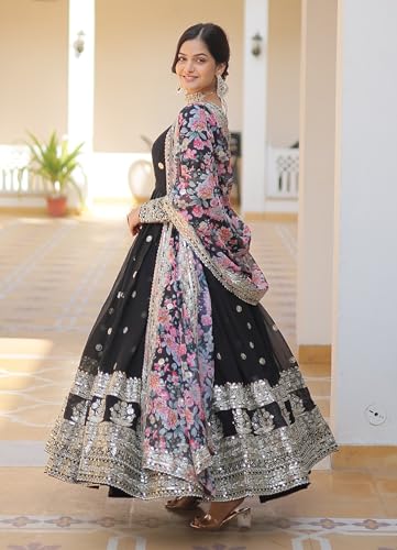 Image of Fashion Basket Gergette Embroidered Long Anarkali