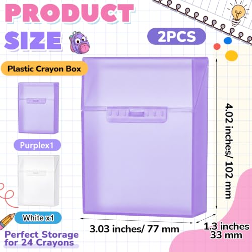 Image of Clabby 2 Pcs Clear Plastic Crayon Boxes Hold 24 Count, Purple,Clear