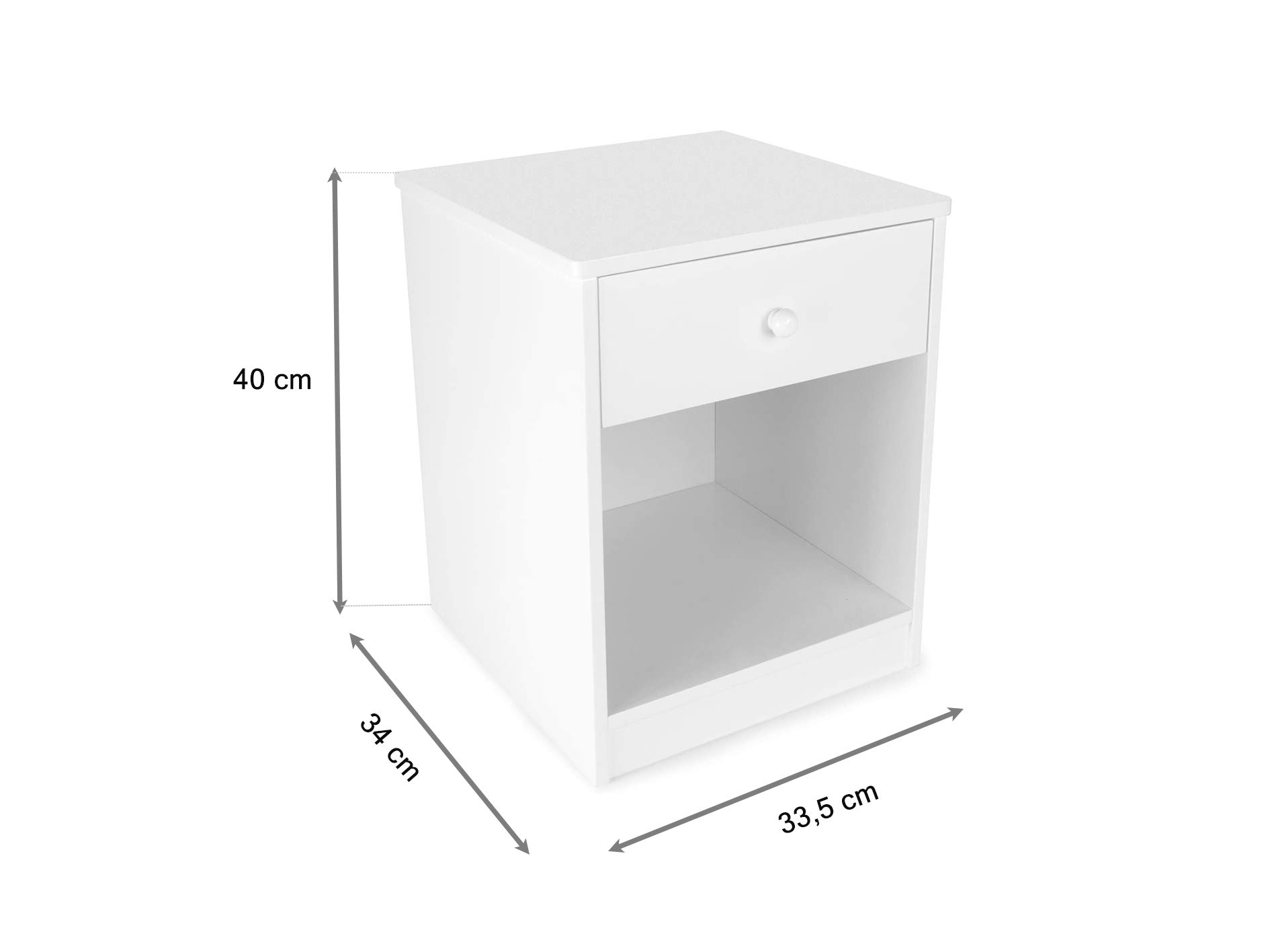 Leomark Chevet avec Un Tiroir Petite Commode de Nuit pour Enfant Blanc Table de Nuit casier avec 1 tiroir et 1 Niche Hauteur 40 cm Motif Licorne