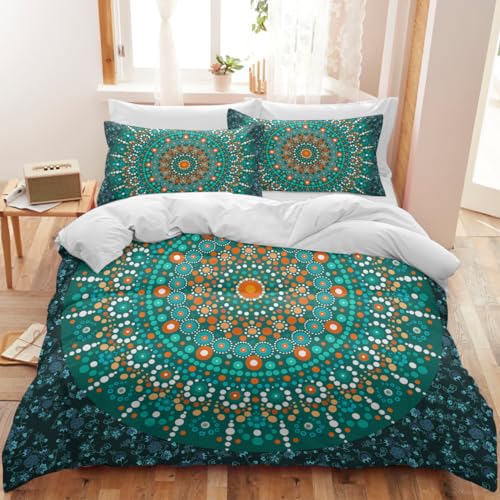 Sleepwish SWBJ9126-UK Teal Mandala Bedding 3 Pcs Bohemian Duvet Cover Set Boho Chic Bed Set Green King Size thumb #1