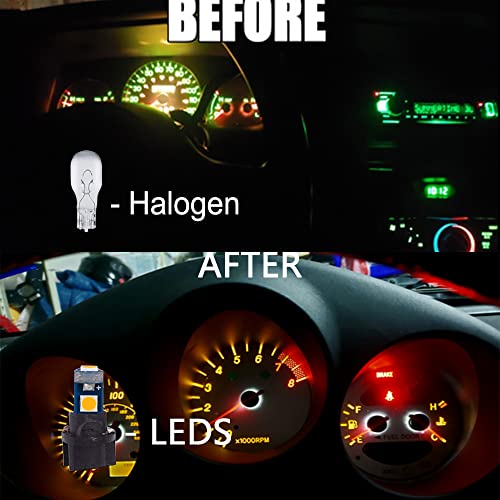 Image of 10-Pack Amber T5 2721 37 74 Wedge Led Bulb PC74 Twist Sockets Replacement Dash Dashboard Lights Instrument Panel Cluster LEDS Lamps