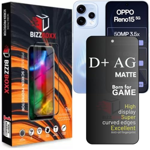 Image of D+ AG Matte Tempered Glass Screen Guard Protector Compatible With OPPO Reno15 5G 5G Anti Fingerprint Gaming Special Temper With Camera Cut (Reno 15-6.59 Inch)- Pack of 1
