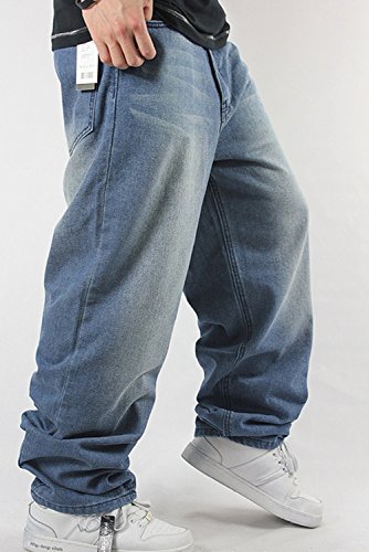 QIBOE Men's Baggy Jeans Denim Sweatpants Loose Pants3