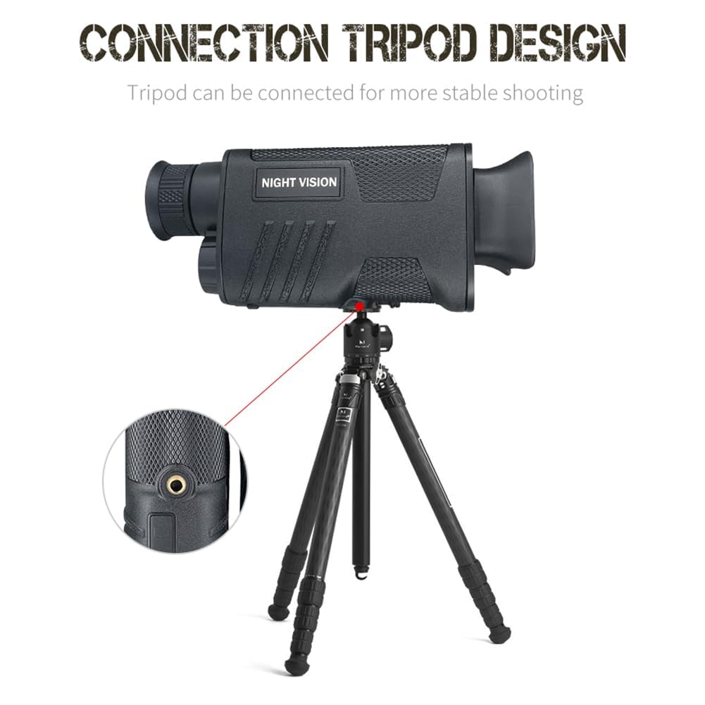 Garvee Monoculaire de Vision Nocturne numérique 1080p HD – Zoom 8X, téléobjectif IR 300m, Capture Photo/vidéo, Carte TF 32Go – Parfait Observation, Chasse, randonnée, Camping – Couleur : Noir