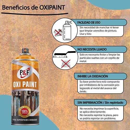 Miniatura 2 de Aerosoles P F Esmalte Directo Sobre Óxido En Spray - Pintura Antioxidante - Esmalte Antioxidante Para Metales Sin Necesidad De Imprimación - Pintura Para Metales 3 En 1 Antioxido Imprimacion Y Color