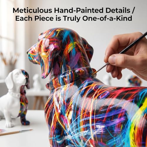 Figura colorida de perro salchicha con diseño graffiti miniatura 3