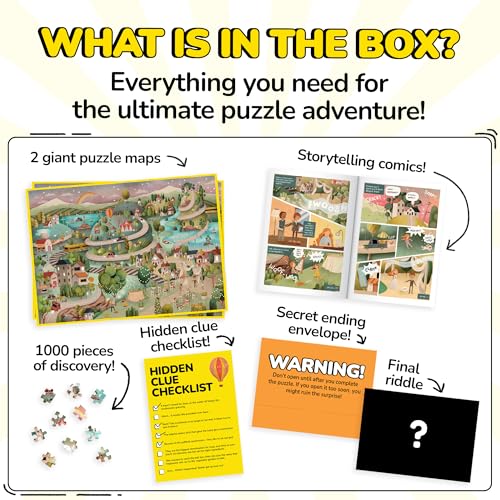 Image of Odd Pieces Jigsaw Puzzles 1000 Pieces with Storytelling Comics, for Women, White Elephant, Mystery Puzzle for Adults & Kids - 19.7'' x 27.6'' Frameable Magic Puzzle Art (Series 4)