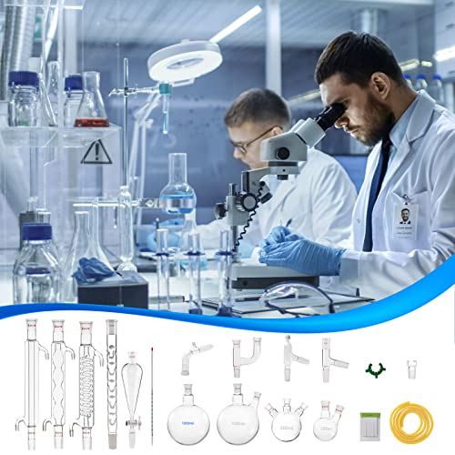 Chemistry Glassware Set,32Pcs Laboratory Glassware Kit 24/40 Lab Distillation Apparatus #TOP4