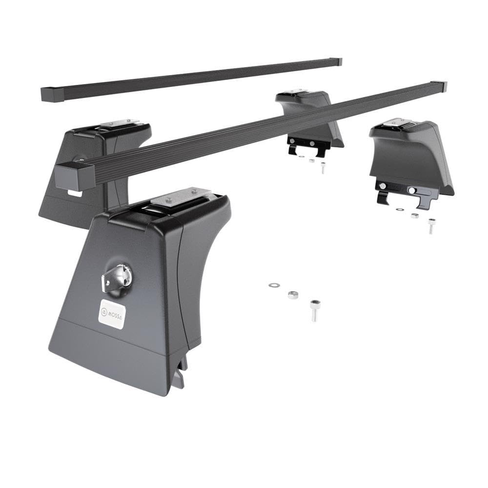 Mossa Portaequipajes de Techo adecuadas para Opel Corsa E Hatchback (2015-2019) - baca para Coche - Barras para Techo de Coche - Acero Negro - Puntos de Montaje