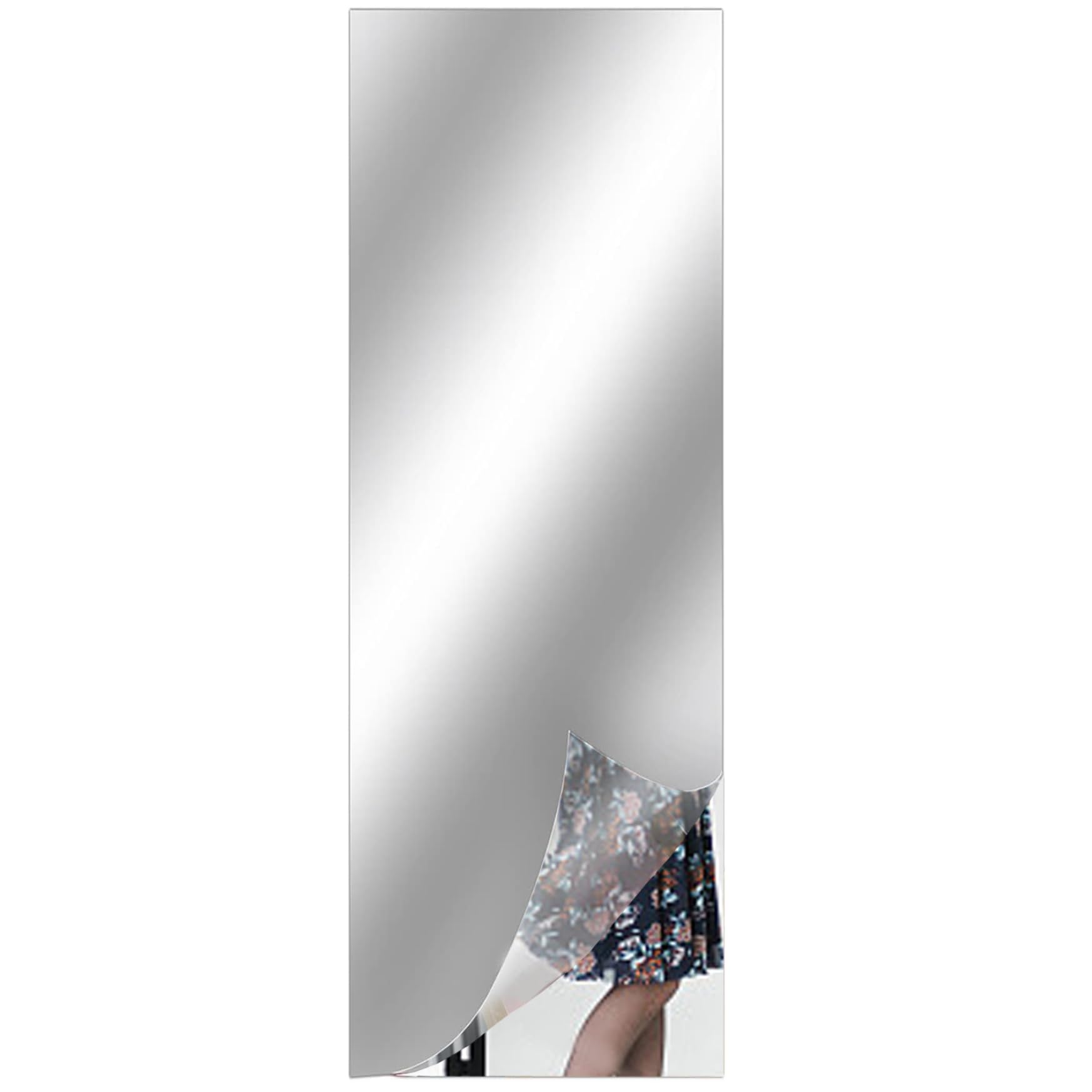 Veesper Self Adhesive Mirror Wall 20 x 79 Large Flexible Mirror Wall Stickers Waterproof Wall Stick on Mirror DIY PET Door Mirror Decorative Mirrors for Wall, Bathroom and Bedroom