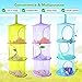 Hanging Mesh Space Saver Bags Organizer, Hatisan Foldable 3 Compartments Toy Storage Basket for Travel, Kids Room, Bathroom and Balcony - Portable & Practical (Yellow + Green + Blue + Purple)