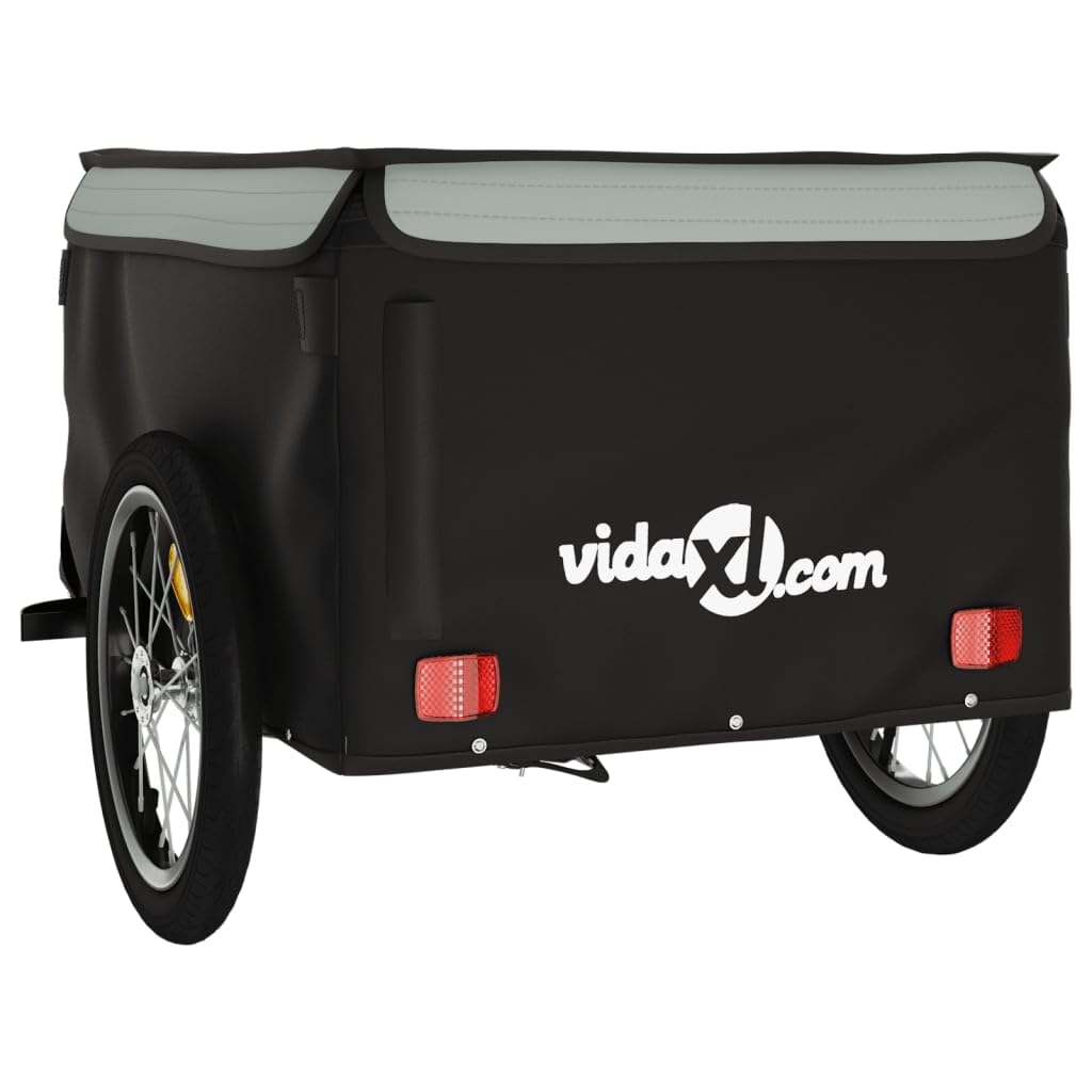 Fahrradanhänger Schwarz und Grau 45 kg Eisen, Fahrrad Anhänger, Lastenanhänger, Handwagen, Fahrrad-lastenanhänger, Lastenfahrrad - 94084
