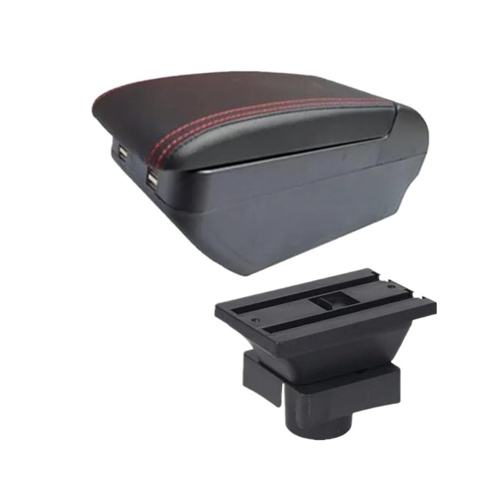 Umdjju H Red Line 4Usb For Citroen For C4 Hatchback 2004-2010 Car Armrest Box Central Storage Interior Dedicated Retrofit Accessories Car Centre Console Armrest Box(H Red Line 4Usb)