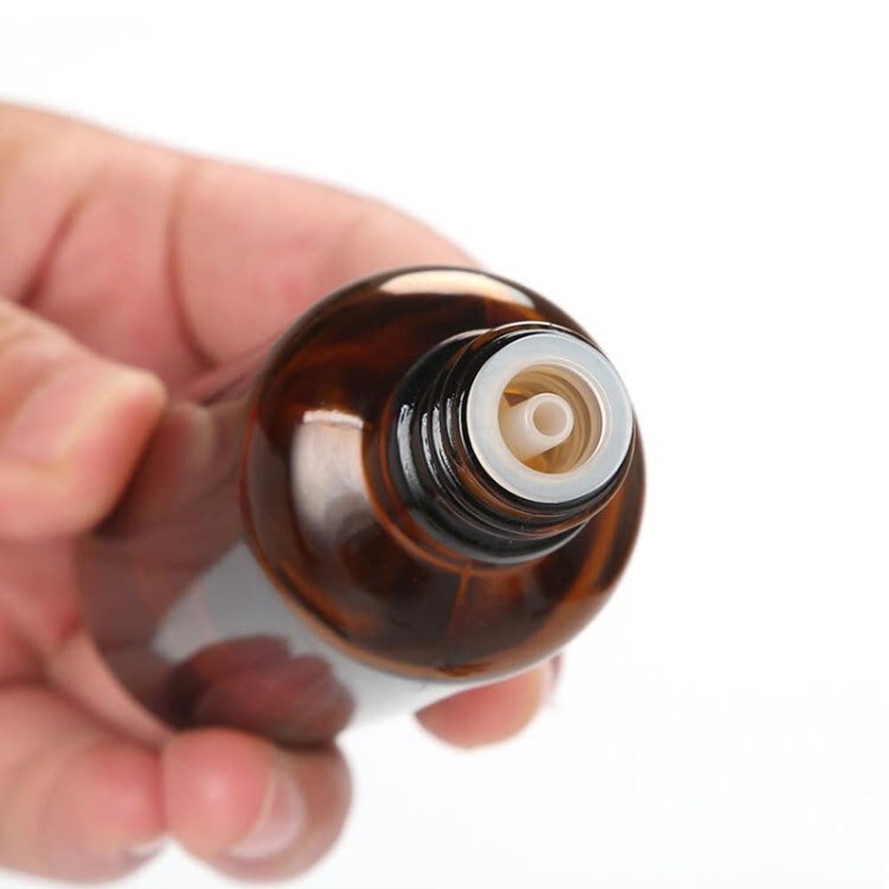 Leere bernsteinfarbene Glas-Tropfflaschen für ätherisches Öl, Parfüm, kleine Behälter, umgekehrt bemalt, Schnupftabakflasche mit Schraubverschluss, Aromatherapie, nachfüllbare Behälter (100 ml