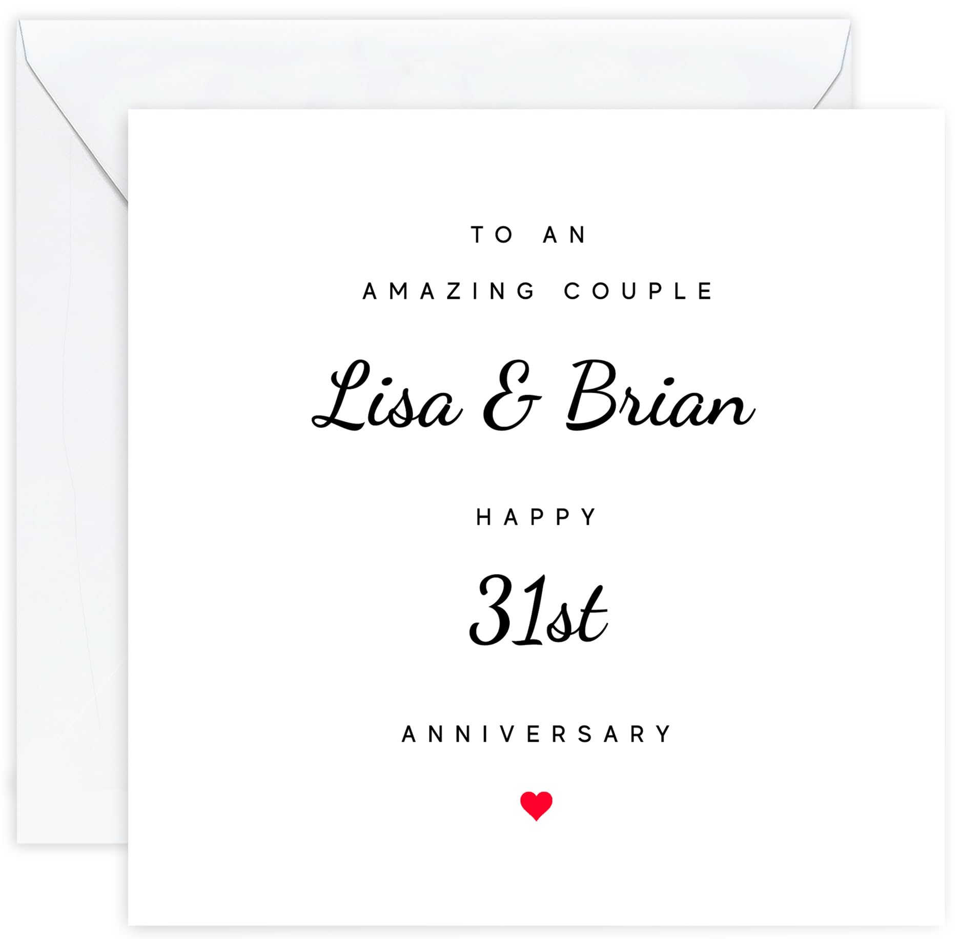 Personalised 31st Anniversary Card Couple – Custom Name Card | Thirty-First Wedding Anniversary Card for Husband and Wife | 31 Year Anniversary Card for Couple | for Partners or Married Couple