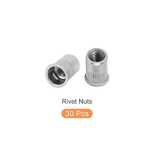 Vista 14 de METALLIXITY 100 tuercas de remache (M3), tuercas roscadas de aleación de aluminio, para sujetadores mecánicos de muebles, tono plateado