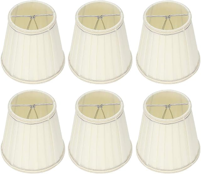 HERCHR Set of 6 Clip On Lamp Shade, Wall Lamp Droplight Fabric Lamp Shade Little Upright Candle Chandelier Drop Light Lampshade, 3.5x5.1x5.5inch