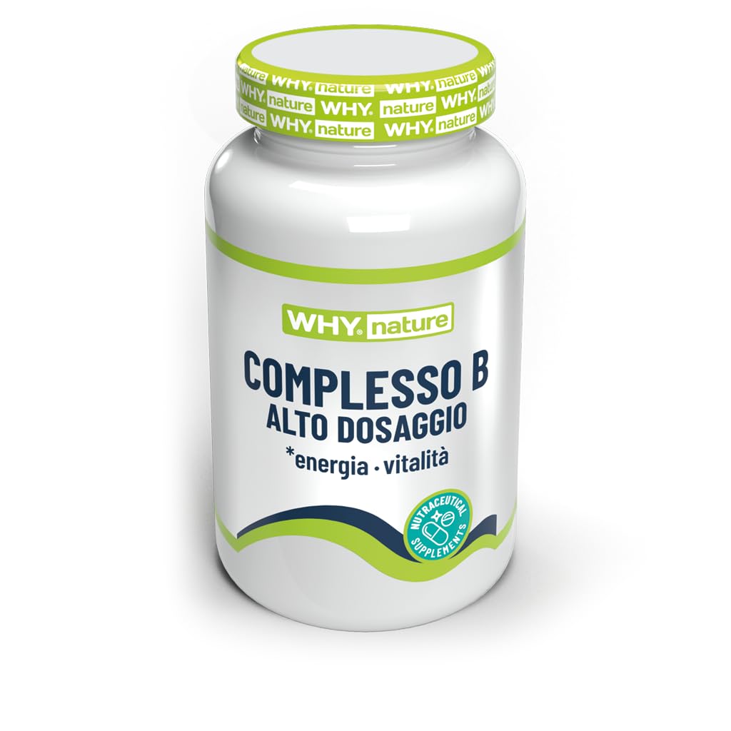 WHY NATURE Complesso B ad Alto Dosaggio - Complesso Vitamina B con Niacina, Vitamina B6, Vitamina B12, Biotina e Colina - Vitamine Gruppo B - 60 cpr