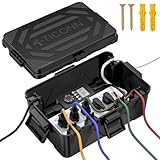 TICONN Outdoor Electrical Box, IP54 Splash-Proof Outdoor Extension Cord Cover, Protects Power Strip, Plug, Socket, Timer, Holiday Lights (Black, Large)