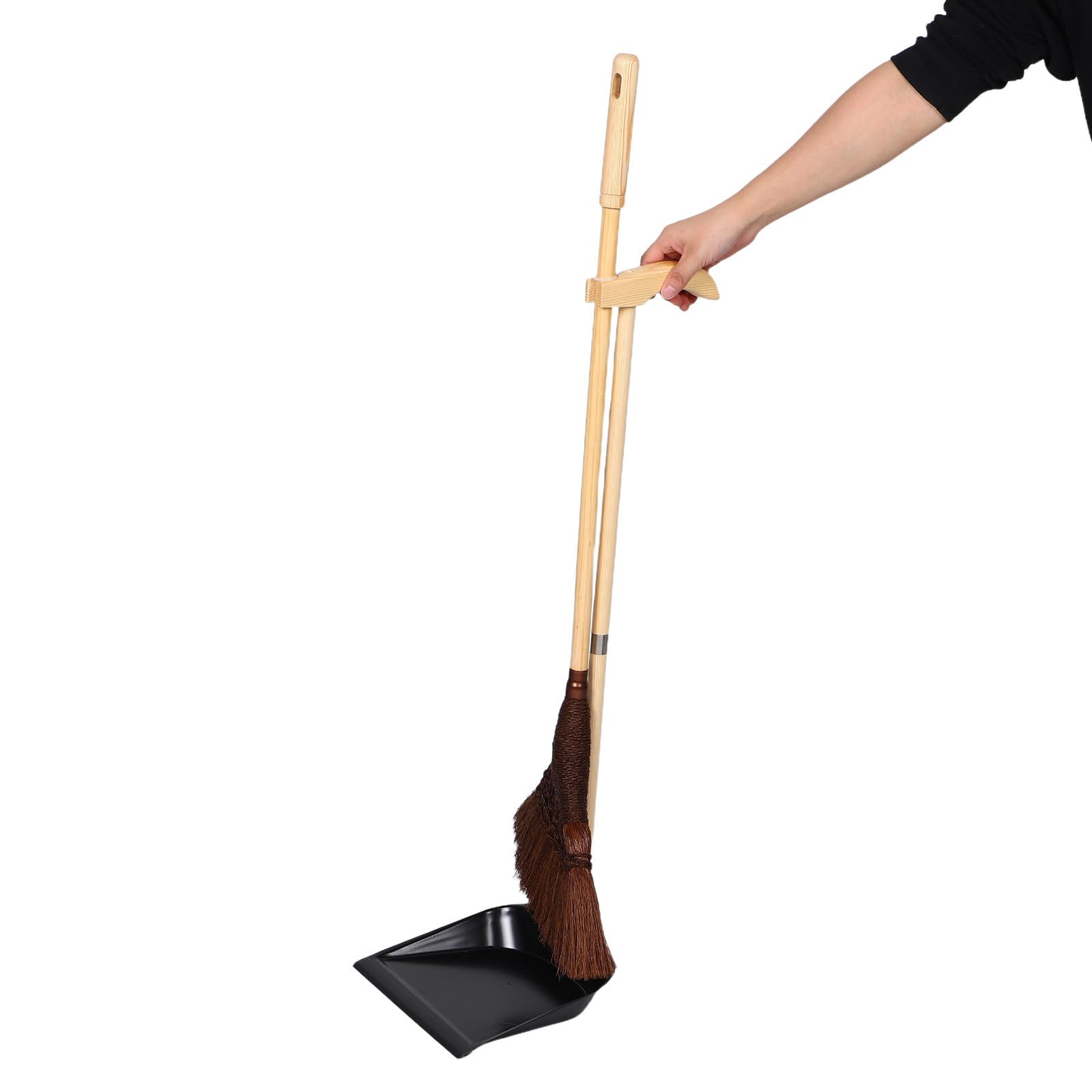 TOYANDONA Escoba y Recogedor de Madera Hechos Mano Cepillo Doméstico para Cocina y Sala Conjunto Antipolvo con Recogedor de Hierro Resistente para Limpieza sin Rayas Pisos de Madera