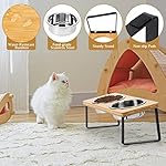 Elevated Cat Bowls for Food and Water - Loplurea 15° Tilted Raised Stainless Steel Cat Food Bowl with Bamboo Stand and Anti Vomit Feeding Station for Indoor Cats and Pet… - Image 3