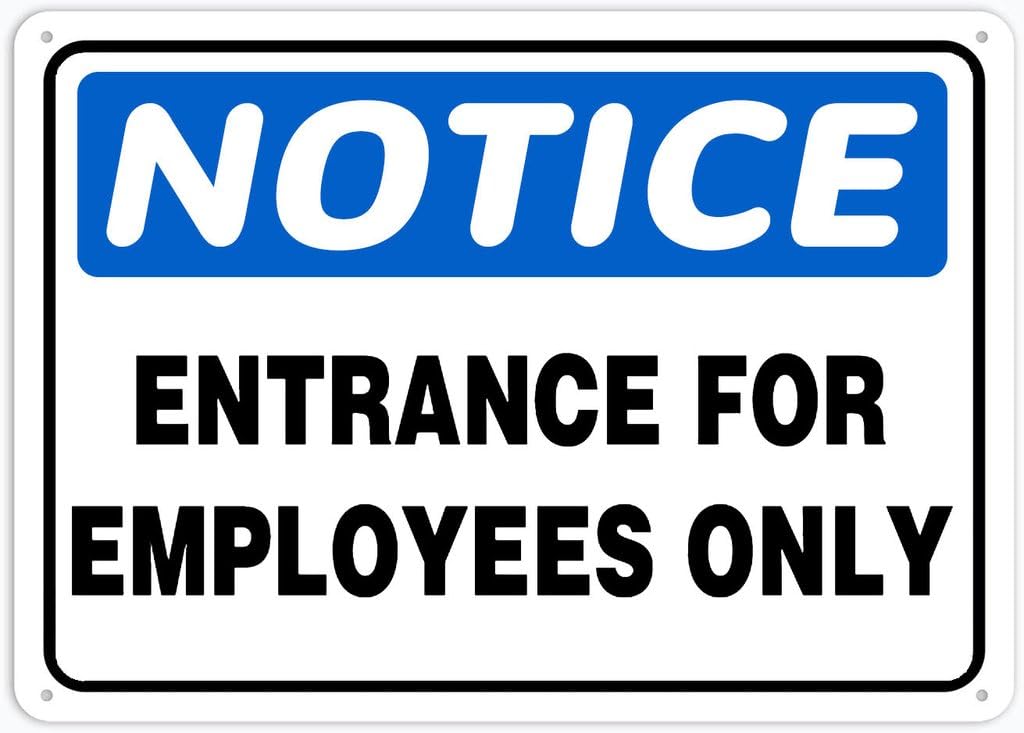8"x12" Tin Metal Sign - Notice Safety Sign Entrance For Employees Only - Outdoor Decor, Road/Street Warning Use