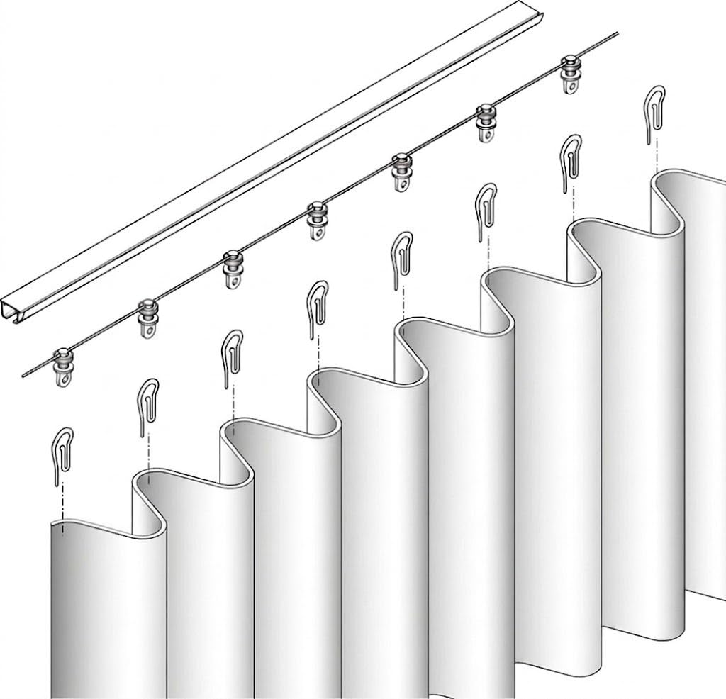 Kit Rail à Rideaux Wave Blanc 3 m – Système Ondulation Vague, 4 Supports Clic Fournis – Rail Aluminium Complet, Fixation Plafond, Prêt à Poser
