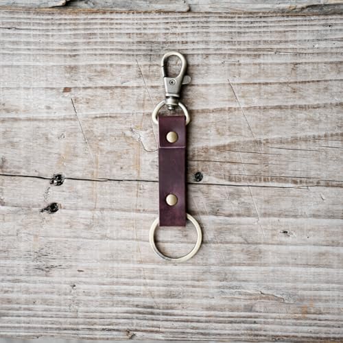 Image of JJNUSA Genuine Leather Keychain Walnut Leather Key Holder Mens Belt Key Chain Ring Fob