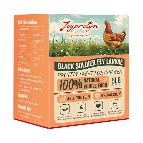 5LB Dried Black Soldier Fly Larvae for Chicken– 85X More Calcium Grubs Than Mealworms for Strong Eggshells & Healthy Growth – High Protein for Chickens, Birds, Ducks, Geese & Pets