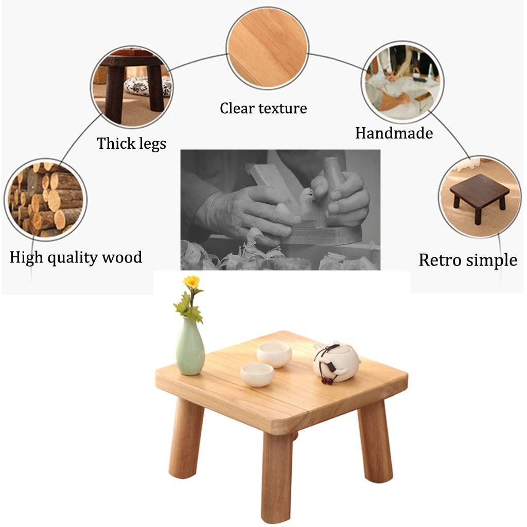 Tavolino da caffè piccolo in stile giapponese retrò – Tavolo basso Zen Tea | Tavolino quadrato con finestra a bovindo | Tavolino basso semplice per tatami