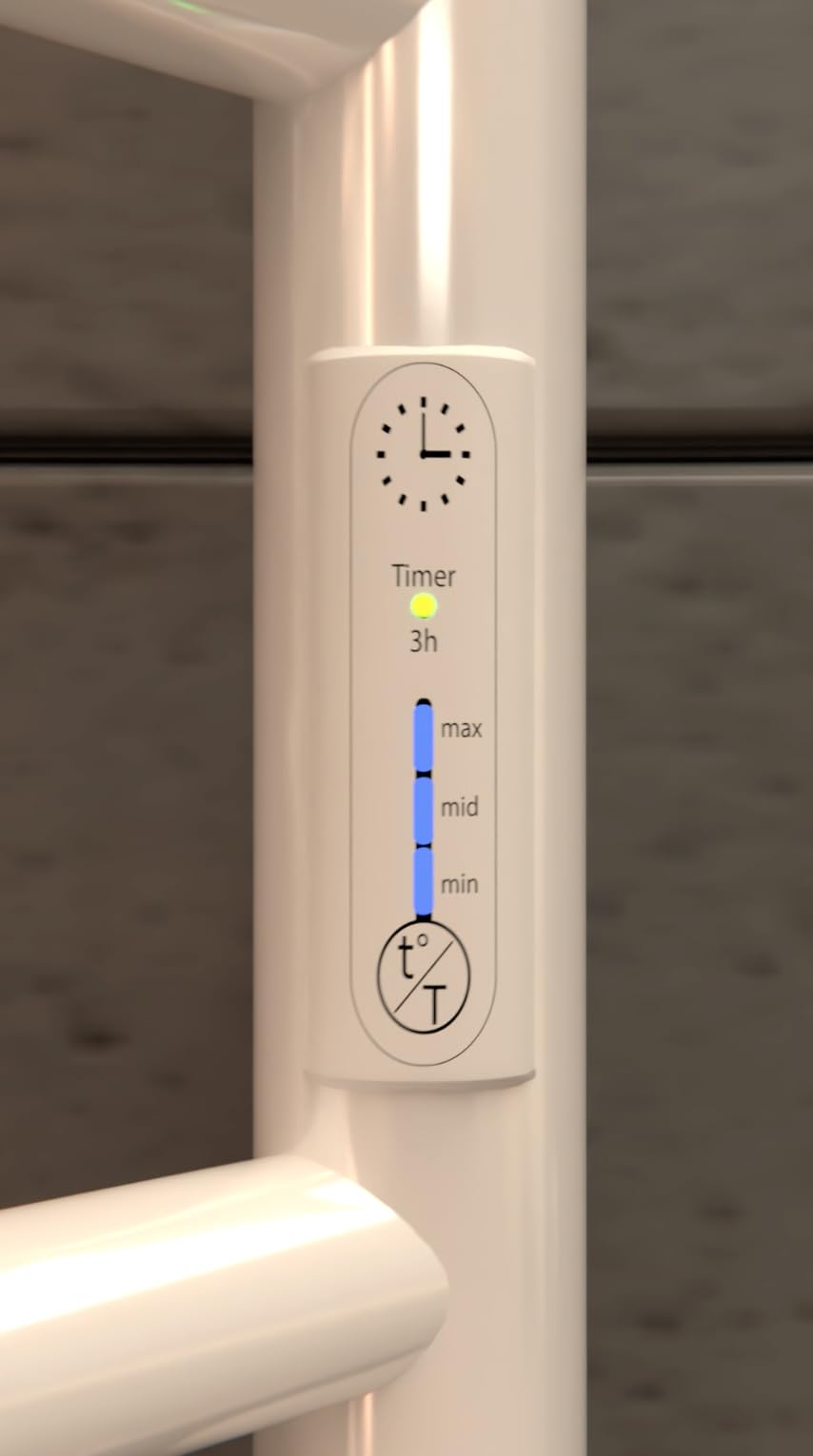 Elna Scaldasalviette Bianco - 45W - 500x420mm - Elettrico per tutti i giorni e la famiglia - Compatto, facile da pulire e sicuro - Con timer, termostato ed Eco - IP44 - Acciaio inossidabile