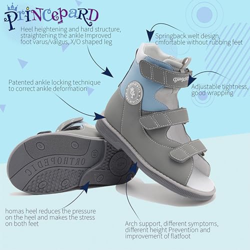 princepard Orthopedic Sandals for Toddlers and Kids,High-top AFO Shoes with Ankle and Arch Support4