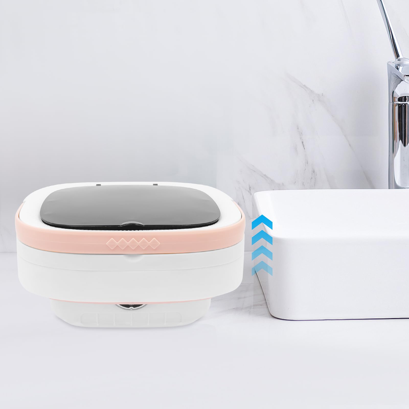 Mini lavatrice pieghevole rosa ABS PP portatile, luce blu, pulizia delicata per biancheria intima, biancheria intima del bambino, ideale per viaggi, dormitorio, casa, campeggio