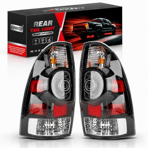 FOMIUZY Tail Light Assembly Fit Toyota Tacoma 2005 2006 2007 2008 2009 2010 2011 2012 2013 2014 2015 Rear Black LED Taillight Back Up Lamp Lens Cover Left Driver Right Passenger 8155004150 8156004150