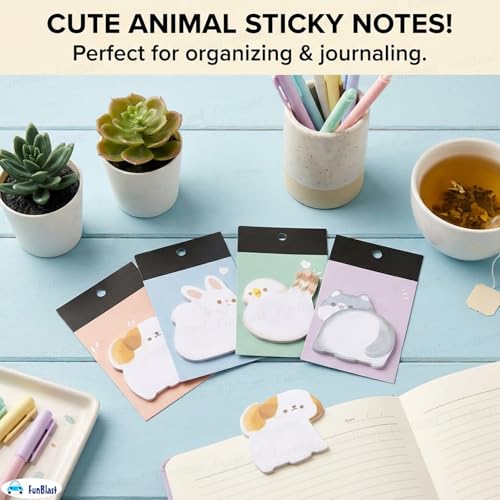 Image of FunBlast Cute Animals Sticky Notes, 4 Sheets - 120 Sticky Notes, Sticky Pad for Study, Point It Marker Stationery Items, Self-Adhesive Memo Pad, Planners and Memo Sticker (Animal Hug)