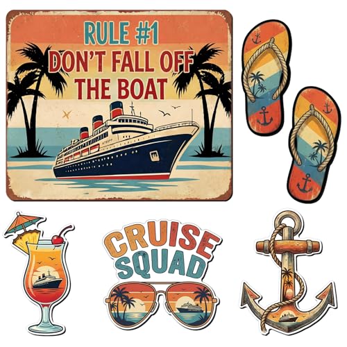 Image of Kanayu 6 Pcs Retro Tropical Cruise Door Decorations Magnetic Large Sea Navigation Ship Decorations Magnets Nautical Anchor Cruise Decor Car Fridge Magnet Decal for Carnival Stateroom Door