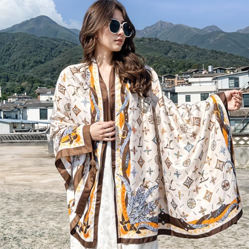 Image of PALAY 3Pcs Silk Scarf for Women Stylish, Satin Neck Head Scarf for Women, 35 In Square Summer Comfy Beach Hair Scarf, Fashion Print Silk Scarves for Woman Ladies Gift