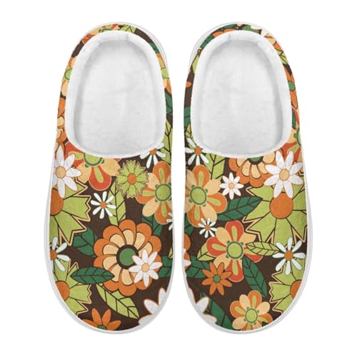 Fuzzy House Slippers Memory Foam Soft Flat Slides, EVA Sole Cozy House Shoes