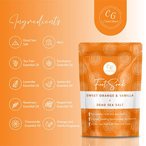Foot Soak for Foot Spa with Tea Tree Oil, Dead Sea Salt and Essential Oils | Sweet Orange & Vanilla Fragrance | Foot Soak for Hard Skin | Nail Soak Foot Exfoliator | Fungal Nail Feet Care - Image 6