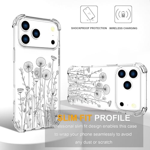 Coque de téléphone robuste pour iPhone Pro avec pare-chocs antichoc et motif fleurs