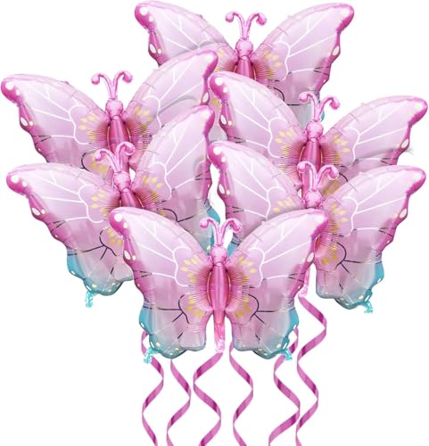 Balões de borboleta, 6 peças borboletas, decoração de papel de alumínio para aniversários e festas
