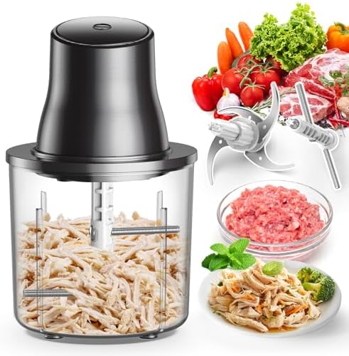 Chicken Shredder, Electric Food Chopper with Meat Grinder & Chicken Breast Shredder Tool with 250W Copper Motor, 1.5L Bowl & Bi-Level Blades Anti-Slip Base for Meat/Fruits/Vegetable/Pet Food